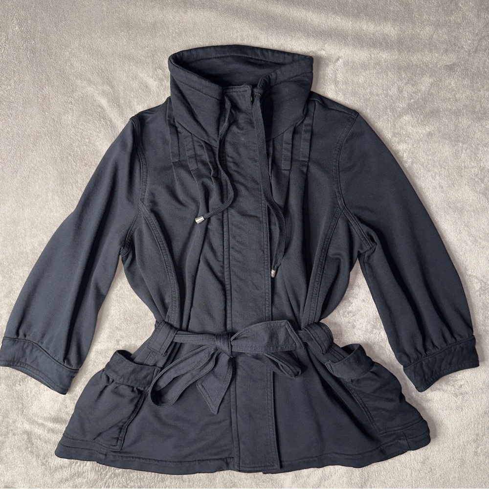 VTG Y2K Juicy Couture Black Utility Anorak Jacket Peplum Drawstring - Women's M
